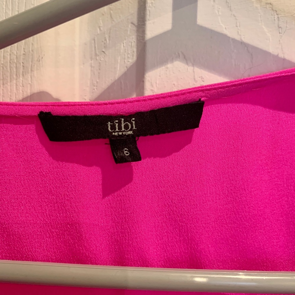 Hot pink silk wrap Tibi dress